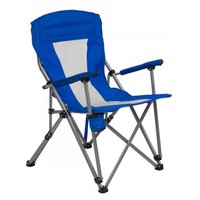 Кресло PREMIER складное, твердые тканевые подлокотники (синий/белый), нагрузка 140 кг