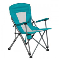 Кресло туристическое складное, мягкие тканевые подлокотники (бирюзовый/серый), нагрузка 100 кг