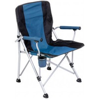 Кресло PREMIER складное, твердые тканевые подлокотники (синий/белый), нагрузка 100 кг