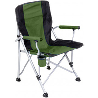 Кресло PREMIER складное, твердые тканевые подлокотники (зеленый/белый), нагрузка 100 кг