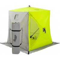 Палатка зимняя PREMIER Куб утепленная 1,8х1,8 желтый люминисцентный/серый