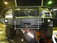 Бампер РИФ силовой передний УАЗ Патриот 2005+ с доп. фарами и защитной дугой (под парктроник)